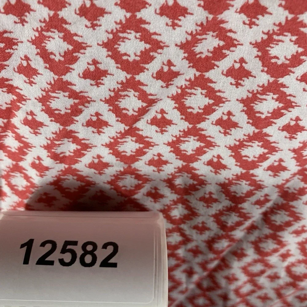 Brooks Brothers Women's Tunic XL Orange White Ikat Geometric 3/4 Sleeve Cotton‎
